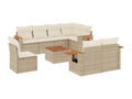9-piece garden furniture set with cushions, beige wicker resin, 68806QWTX