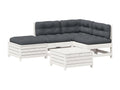 5-piece garden furniture set with cushions, white, solid pine wood, 50921IZLT