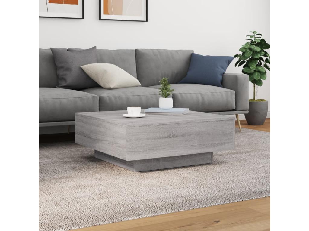 Coffee table with Calmetop LED lights, grey, 80x80x31 cm, 37517JPIC