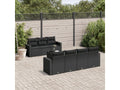 8-piece garden furniture set with cushions, black resin wicker, 12165JJTN