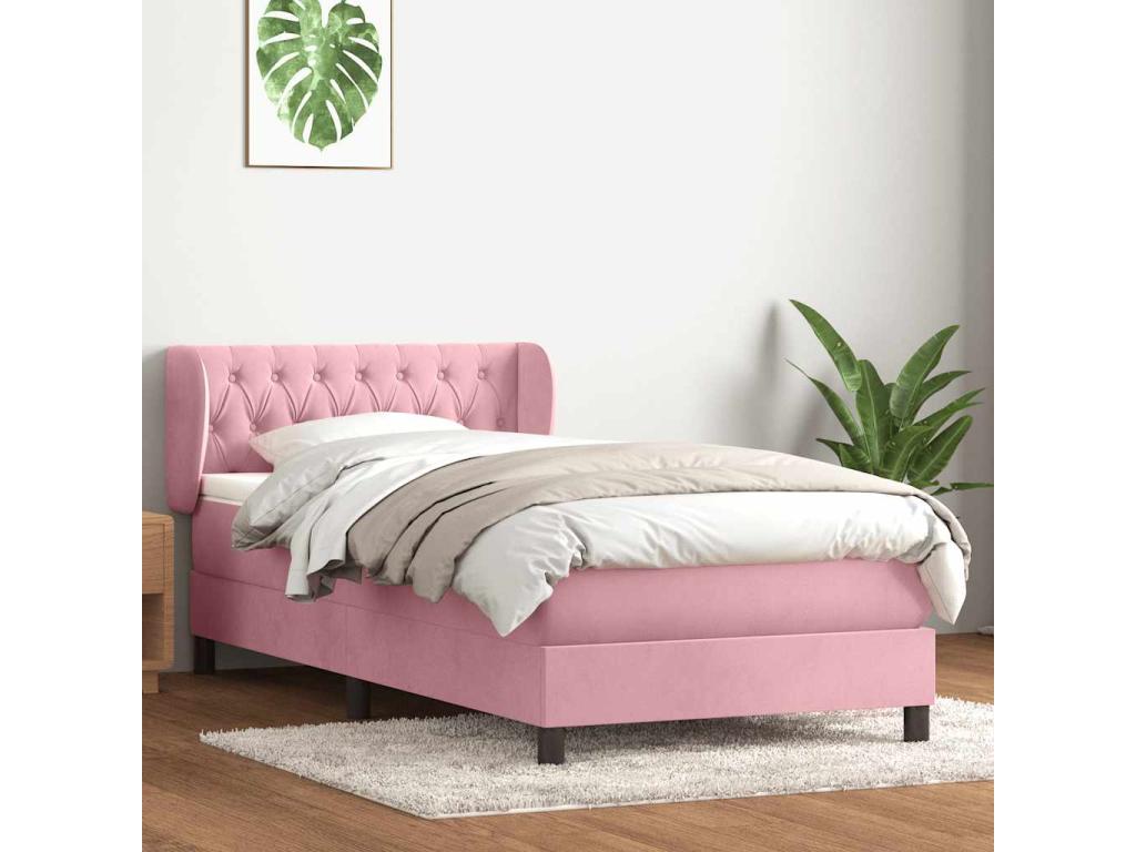 Bohometop bed base with pink velvet mattress 80x210 cm 35978UNLP