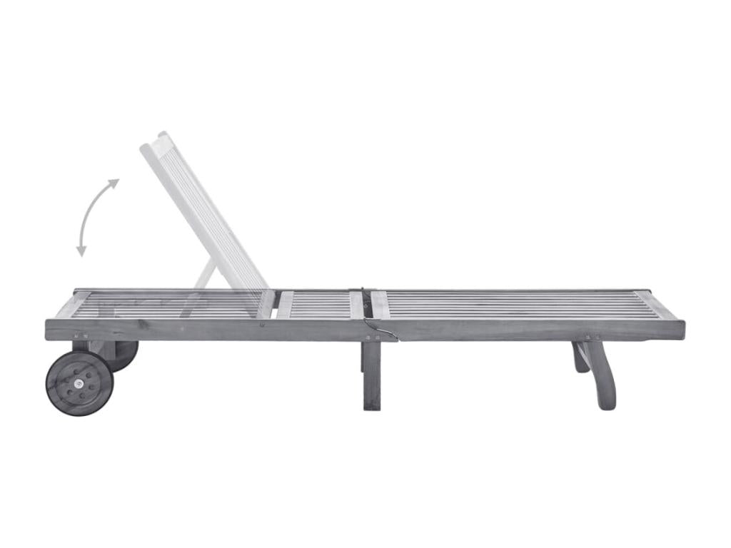 Garden chaise lounge with cushion, Grey, Solid Wood by Bohometop 60034SXLI