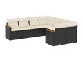 8-piece garden furniture set with cushions, black resin wicker, 37131EIMZ