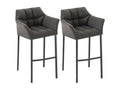 Set of 2 Bar Stools - Fabric/Metal - Titanium Grey - Calmetop 45706QMMF