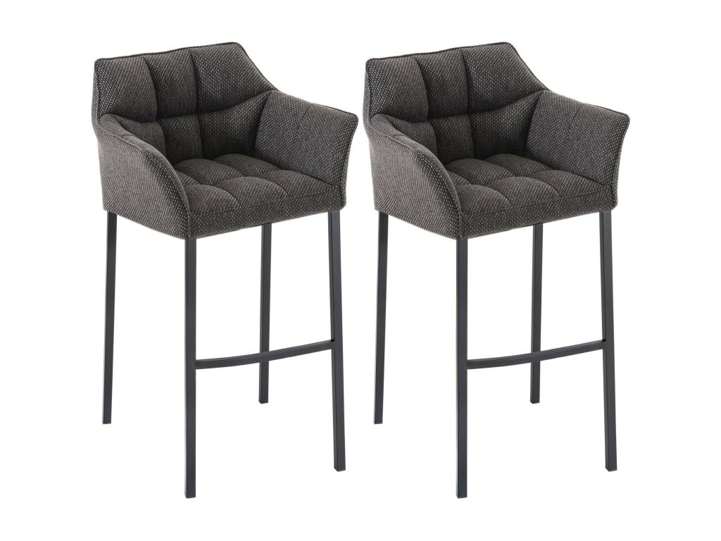 Set of 2 Bar Stools - Fabric/Metal - Titanium Grey - Calmetop 45706QMMF