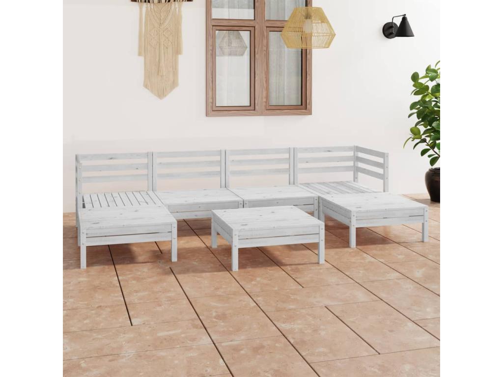 7-piece garden furniture set, white, solid pine wood, 19949BLCI