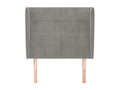 Headboard with wings, light grey, 103x23x118/128 cm, velvet, 32747UMUF