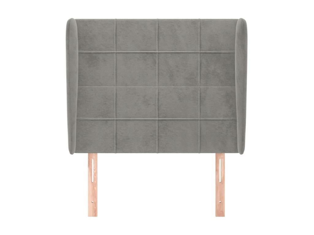 Headboard with wings, light grey, 103x23x118/128 cm, velvet, 32747UMUF