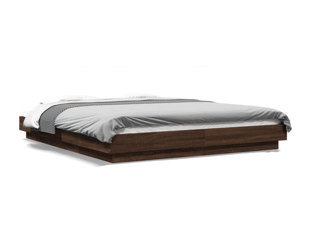 Bed frame with Nidchicshopères LED lights, brown oak, 150x200 cm, 05097RZMA