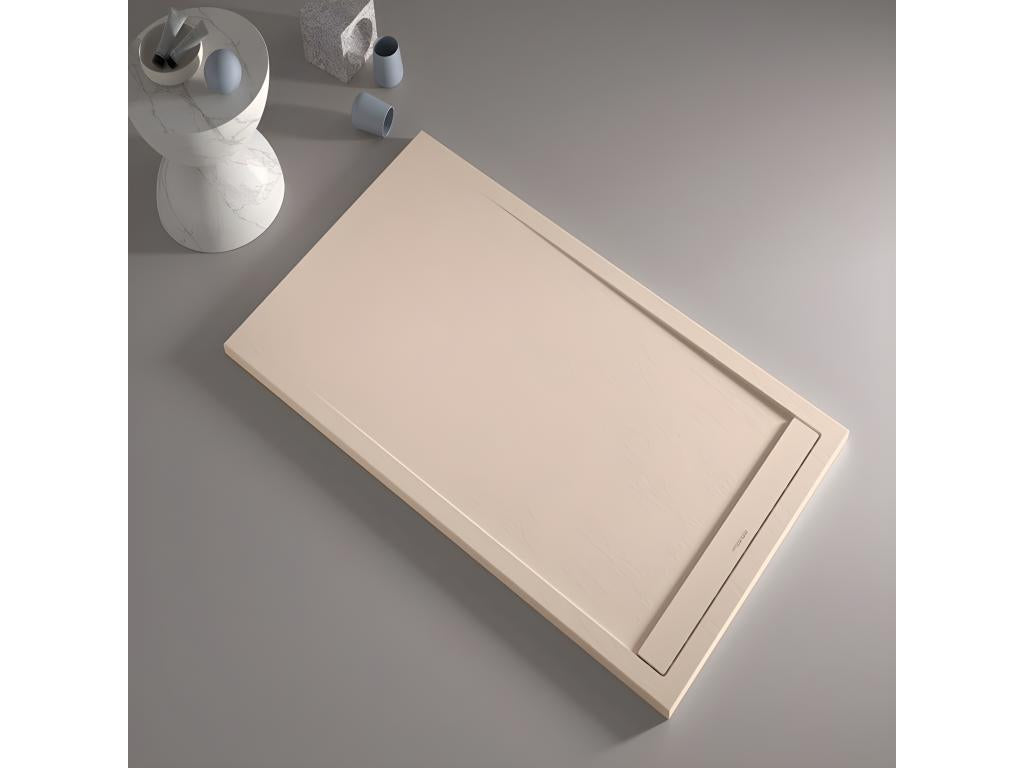 Cream shower tray with slate finish, Nidchicshop colored grate - 70x70 cm 47032UBXZ