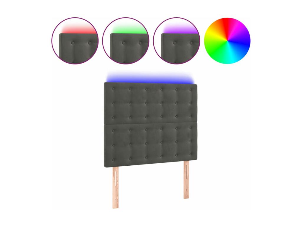 LED Headboard, Dark Grey, 80x5x118/128 cm, Velvet, 74819IAXS