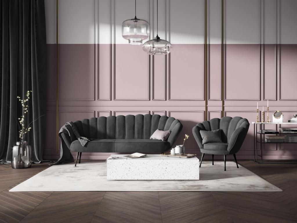 Calmetop - Calmetop armchair in dark grey velvet - 98x78x76cm 49885HAJH