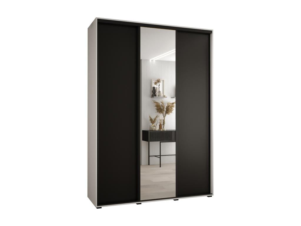 Nidchicshop 3-Door Sliding Wardrobe 235.2/180/45 3 Doors White/Black/Black 72900EFWU