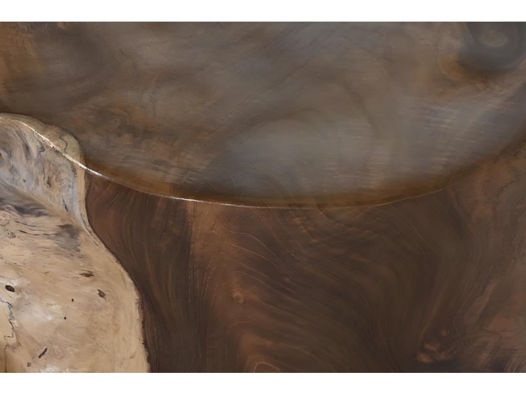 Round teak wood side table in natural color - diameter 30 x Height 45 cm 65640BIWC