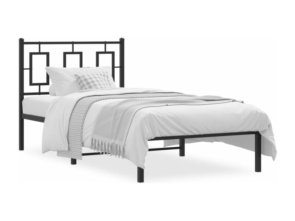 Metal bed frame with black headboard 90x190 cm 13347CXZW
