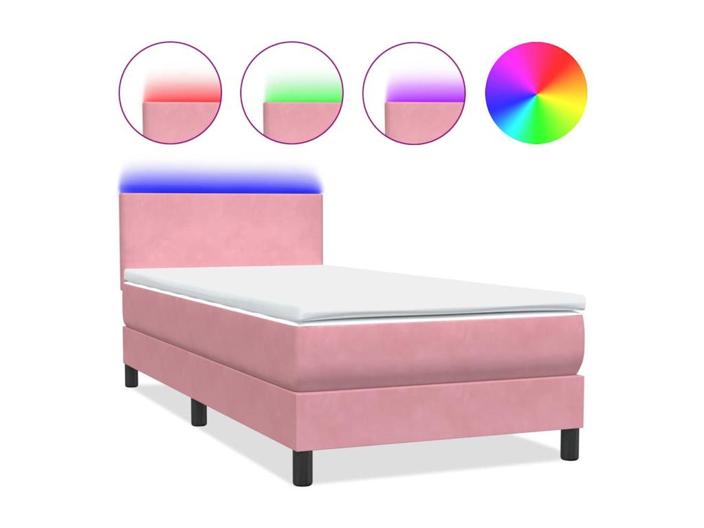 Calmetop bed base with pink velvet mattress 80x220 cm 67768URVM