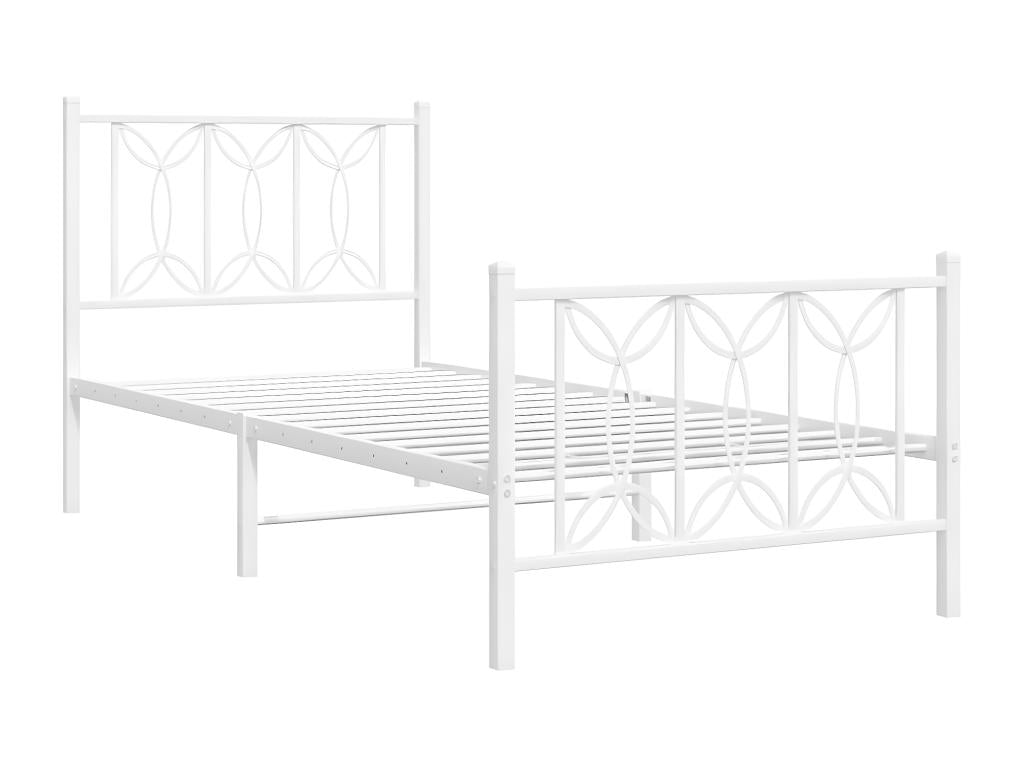 Metal bed frame with white headboard/footboard 75x190 cm 72399NPAM