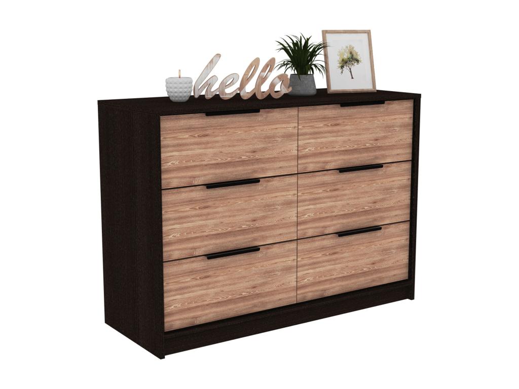 Calmetop melamine chest of drawers with 4 drawers on metal runners and 2 multicoloured base units, 77.6 cm x 107 cm x 41.3 cm, 86762EMAZ