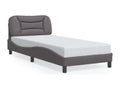 Grey faux leather bed frame without mattress, 90x200 cm