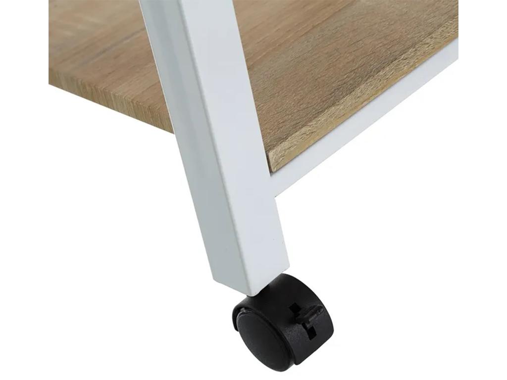 Nidchicshop kitchen trolley with 1 drawer, white/oak finish - Length 42 x Depth 38 x Height 81 cm 48251CJIT