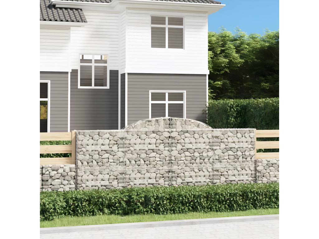 7-piece arched gabion baskets, 300x30x120/140 cm, galvanized iron, 41940TNTM