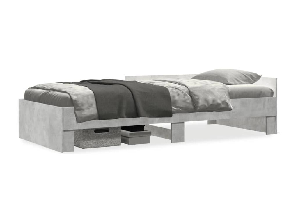 Bed frame without mattress, concrete grey, 100x200 cm, engineered wood, 16818NVJI