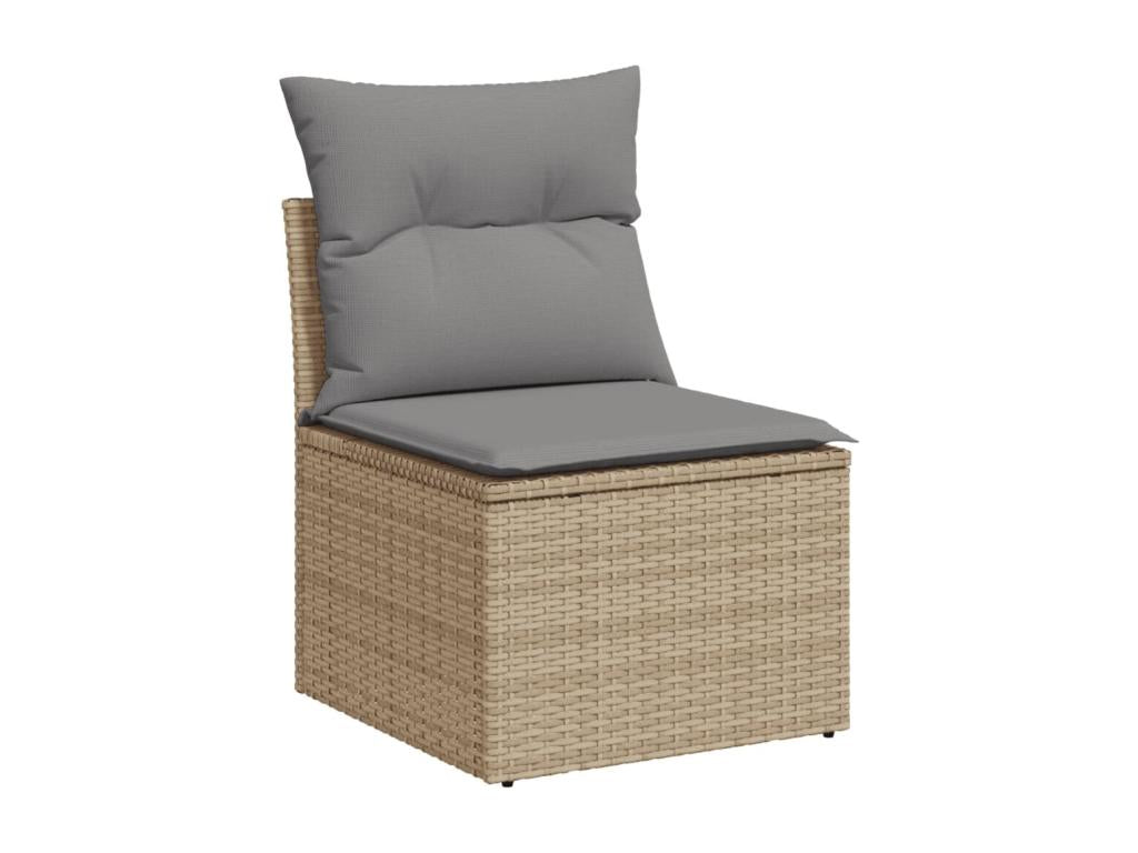 11-piece garden furniture set with beige resin wicker cushions 38404GVOM