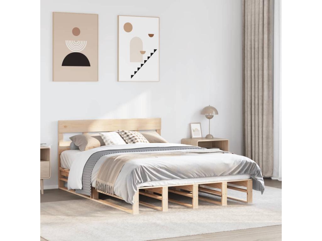 Bed frame without mattress 140x200 cm solid pine wood 84965PWOG