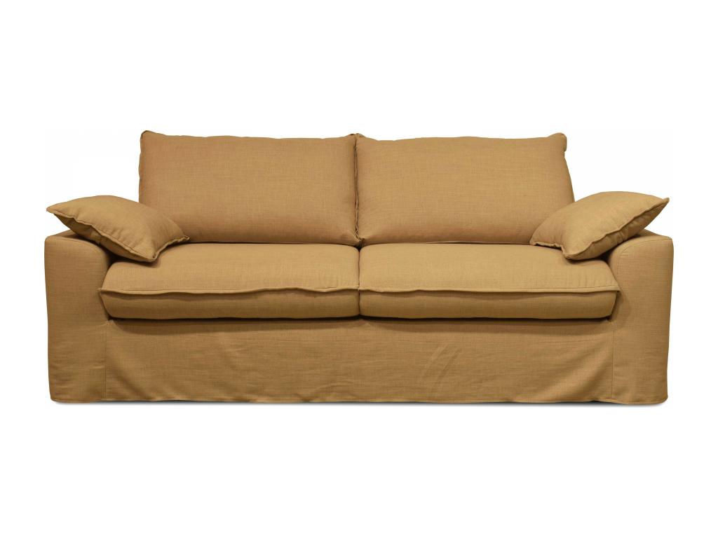 3-seater convertible sofa in ochre fabric 77348UTAZ