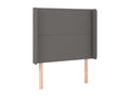 Headboard with wings, Grey, 93x16x118/128 cm, Faux Leather, 77949TYHO