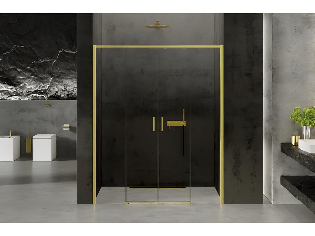 Gold 140cm sliding shower door with 4 panels Nidchicshop 04259LFNJ