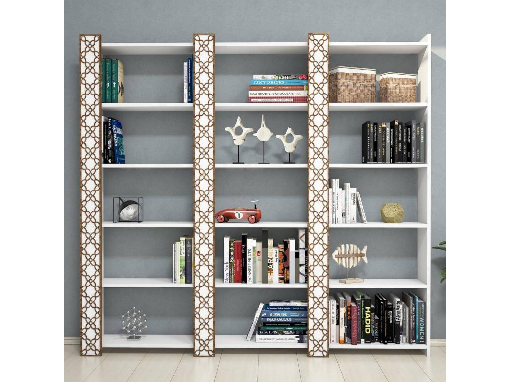 Nidchicshop 3-Shelf Bookcase, 184cm Long, Wood and White, 85833ZMTV