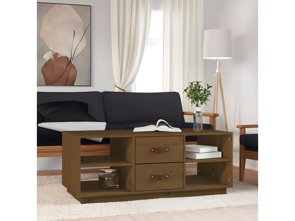 Coffee table, honey brown, 100x50x41 cm, solid pine wood, 55334HLBY