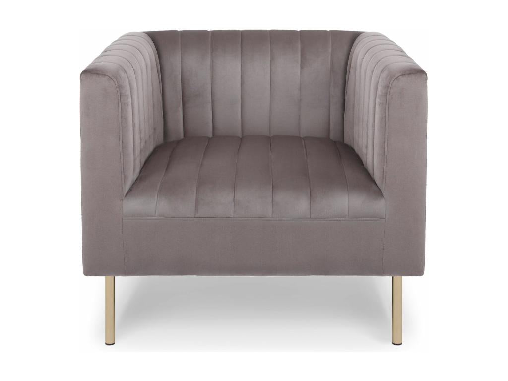 Modern armchair with vertical stitching, Nidchicshop, Grey Velvet 70798YVDE