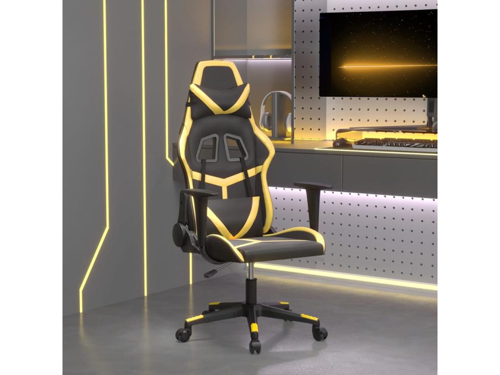 Black and Gold Faux Leather Gaming Chair 00094TFHB