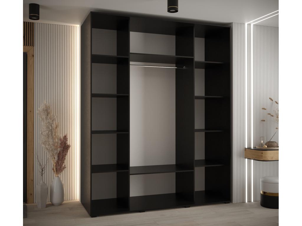 Nidchicshop 3-Door Sliding Wardrobe 235.2/200/60 cm, Black/White/Black, 47217YLYF