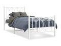 Metal bed frame with white headboard/footboard 75x190 cm 72399NPAM