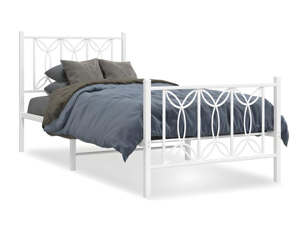 Metal bed frame with white headboard/footboard 75x190 cm 72399NPAM