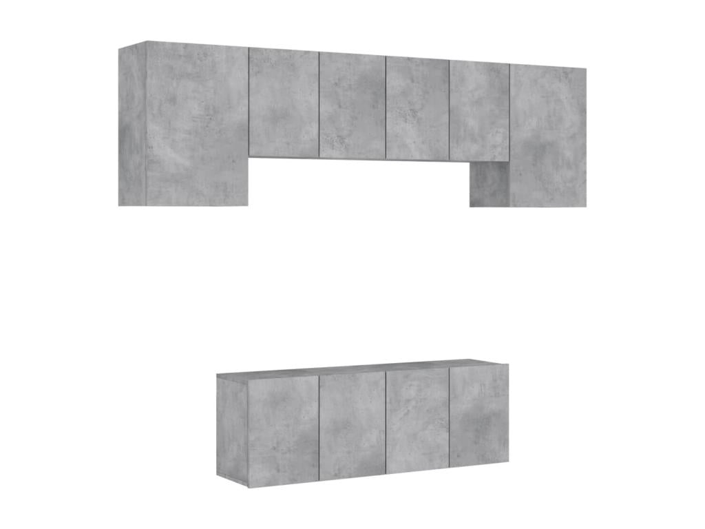 6-piece TV wall units, concrete grey engineered wood finish 04717YAKP