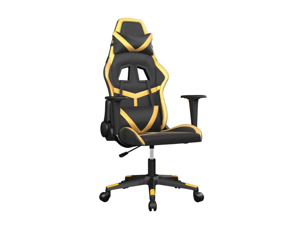 Black and Gold Faux Leather Gaming Chair 00094TFHB
