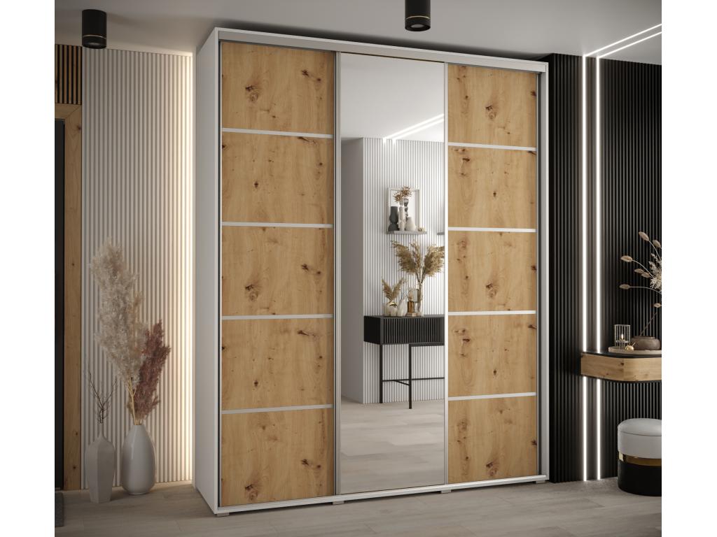 Nidchicshop 5 Sliding Door Wardrobe 235.2/190/45 3 Doors White/Nidchicshop/Silver 89847NOGJ