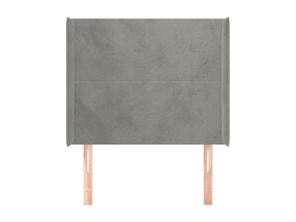 Headboard with wings, light grey, 83x16x118/128 cm, velvet, 34355PBQA