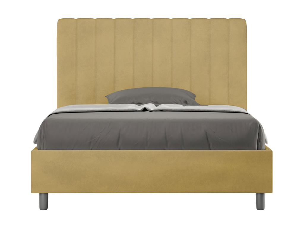 Single bed without slatted base, upholstered, 120x190 cm, ochre microfiber, Nidchicshop 11258KUSB