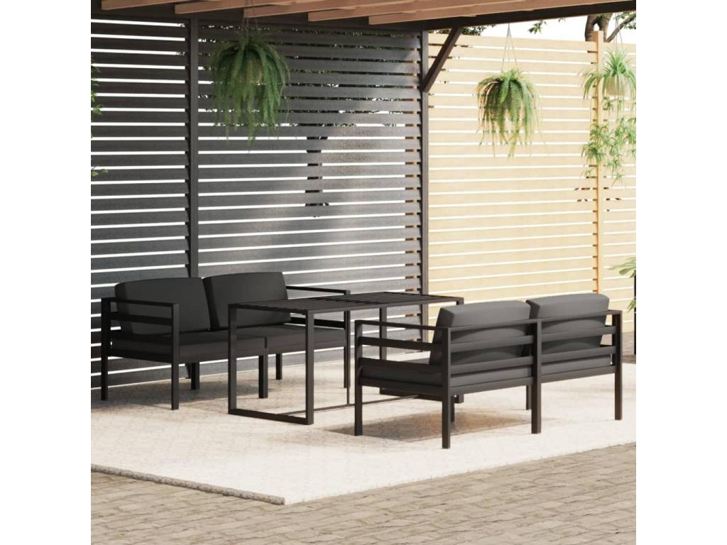 5-piece garden furniture set with cushions, aluminum, anthracite, 86792ZSSL