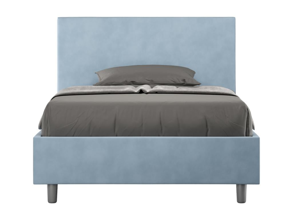 Single bed without slatted base, upholstered, 120x200 cm, light blue microfiber, Nidchicshop 87365CJMD