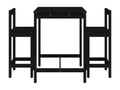 3-piece garden bar set, black solid pine wood 04227CTYF