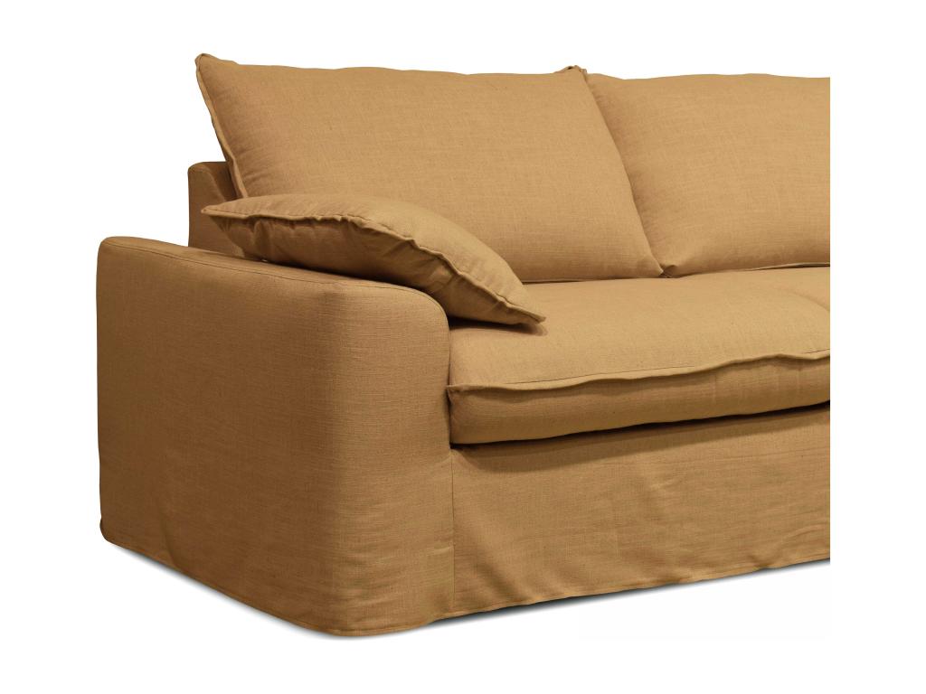 3-seater convertible sofa in ochre fabric 77348UTAZ
