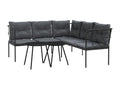Garden sofa and cushion set, black steel and textilene, 76429CCLW