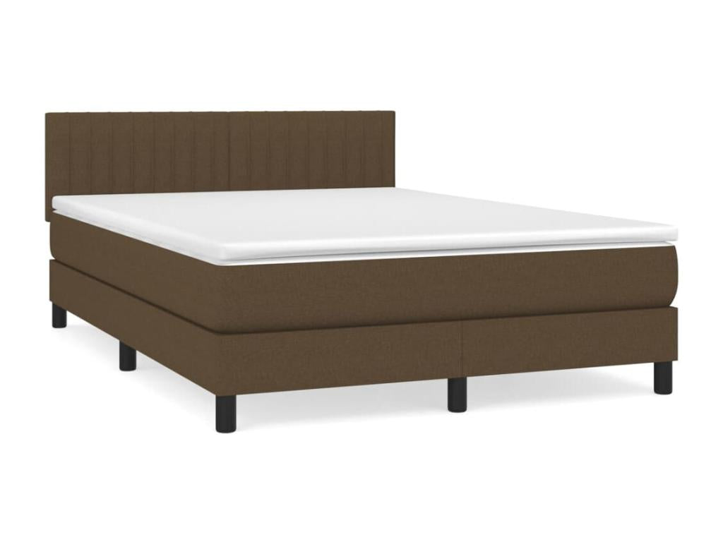 Upholstered bed base with mattress, dark brown, 140x200 cm, 74500JZEU