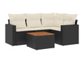 5-piece garden furniture set with cushions, black woven resin, 18164AENU